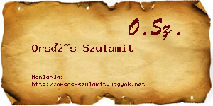 Orsós Szulamit névjegykártya